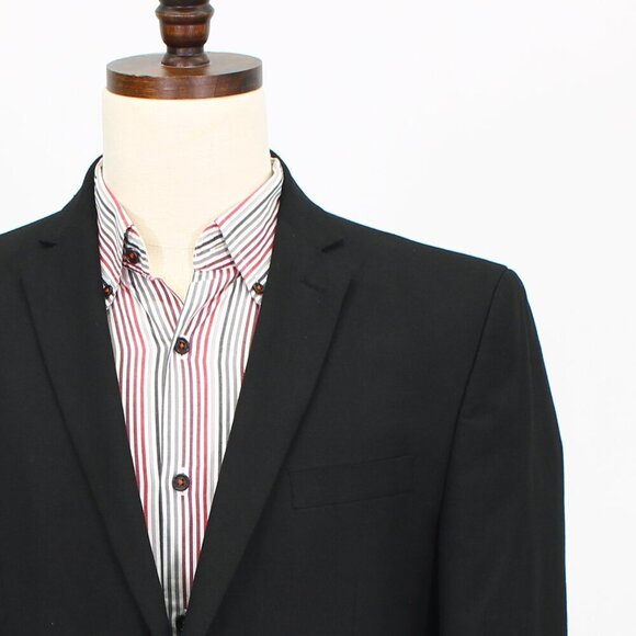 Kenneth Cole 42R Black Solid 2-Button Sport Coat Blazer Jacket P386 - Picture 5 of 11